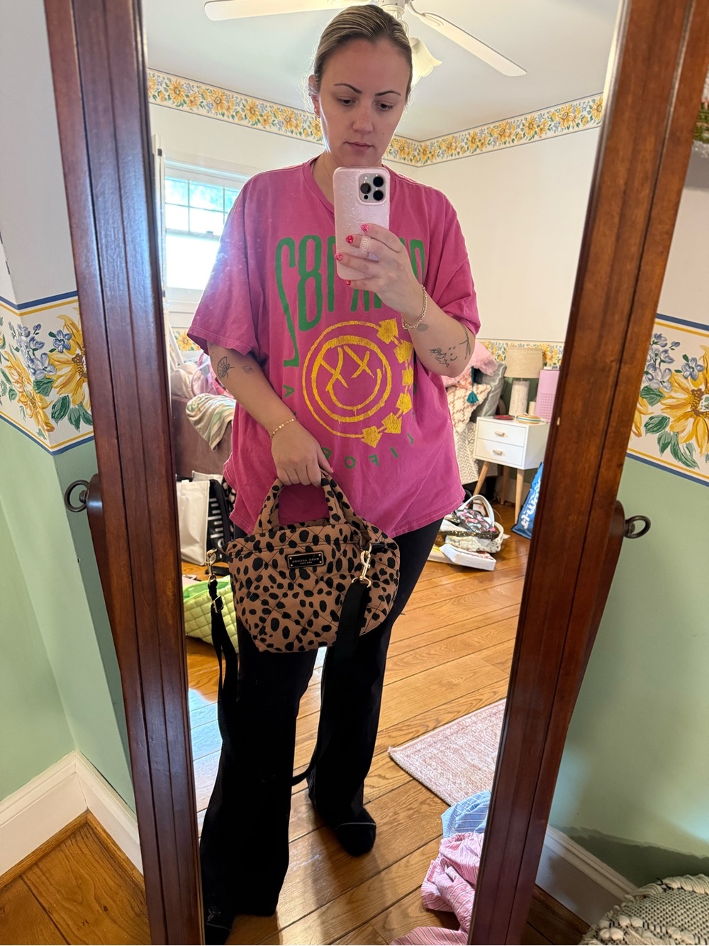 Marc Jacobs Quilted Leopard-Print Crossbody Tote in Tan and Black - Picture 4 of 4